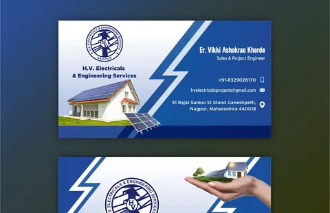 Business card: H.V. इलेकट्रीकल्स अँड इंजीनिरिंग सर्विसेस Electrical & Engineering Services (Vikki Kherde)